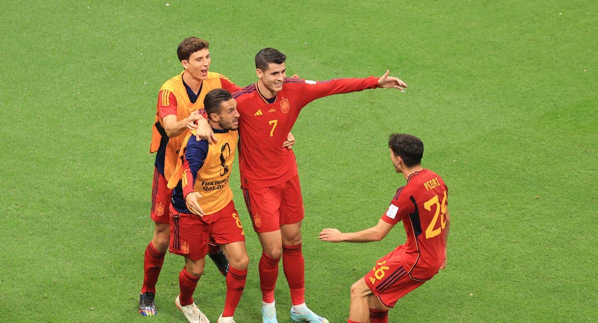 Koke celebra el gol ante Alemania.