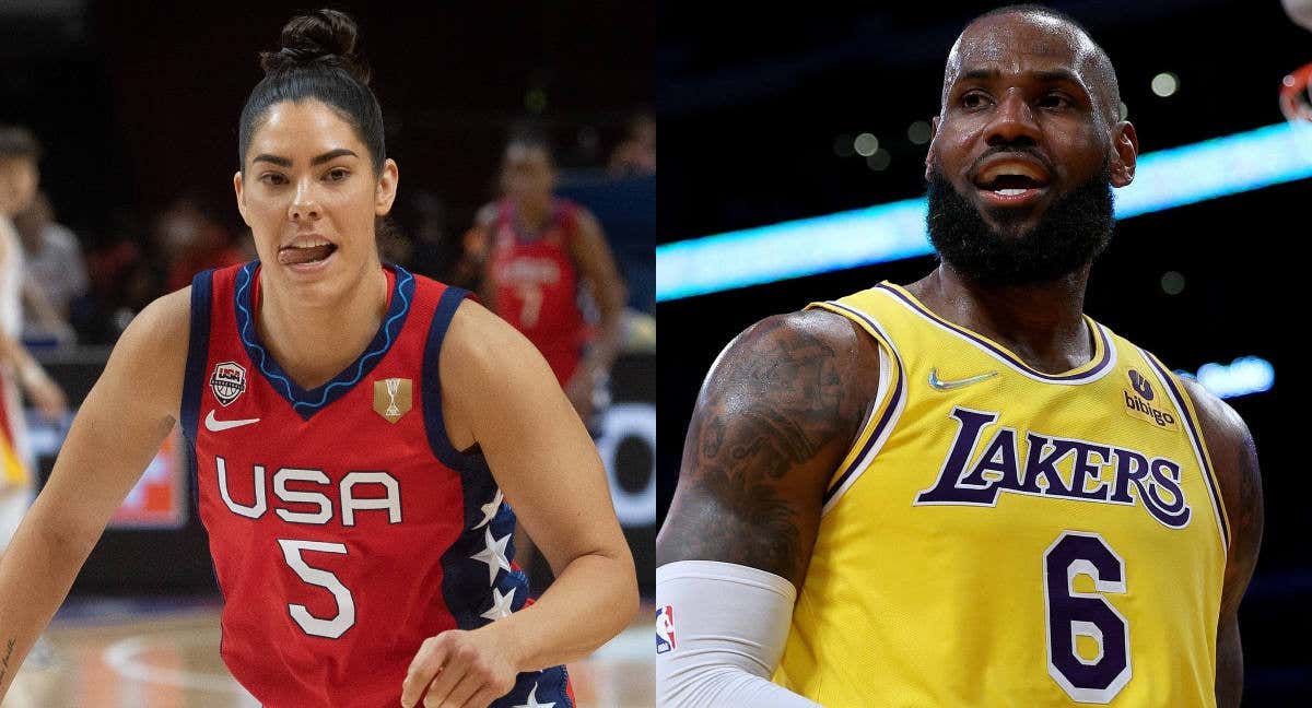 Montaje con Kelsey Plum y LeBron James. /Getty Images/Reuters