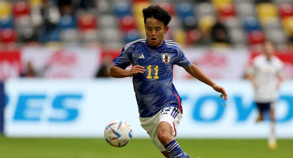 Kubo, jugador de la Real Sociedad, en el partido ante Alemania en el Mundial de Catar.
