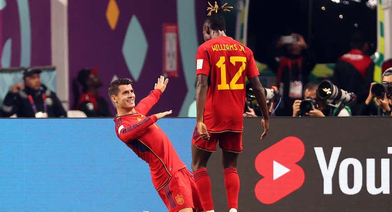 Morata celebra el gol que marcó contra Japón.