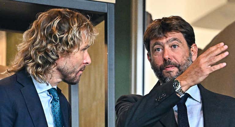 Pavel Nedved y Andrea Agnelli, ex vicepresidente y presidente de la Juventus de Turín