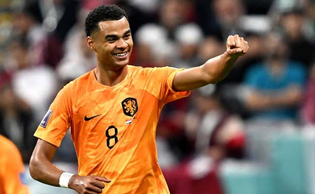 Gakpo celebra un gol con Países Bajos.  EFE