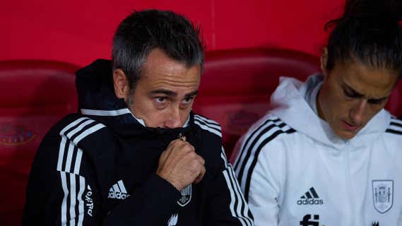 Jorge Vilda, durante el último amistoso de España. /Getty