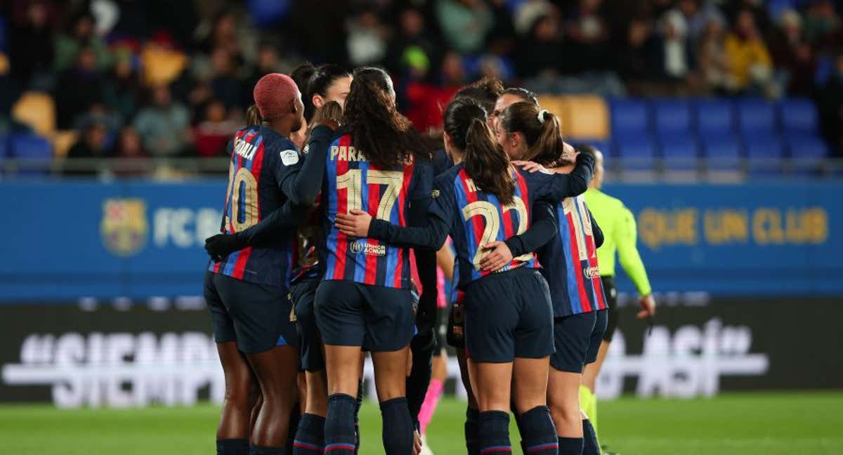 Las jugadoras del Barça celebran uno de los goles ante el Alhama. /LaLiga