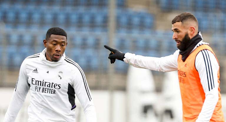 Alaba y Benzema entrenando en Valdebebas.
