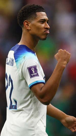 Jude Bellingham celebra un gol en el Mundial.  Reuters