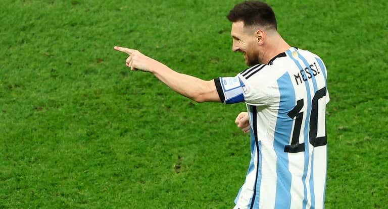 Messi festeja el primer gol de Argentina.