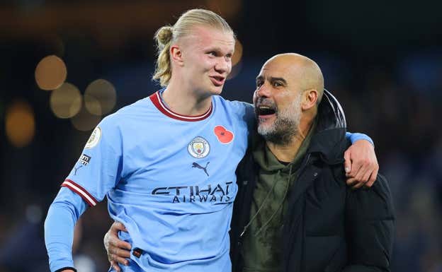 Haaland y Guardiola. Getty Images