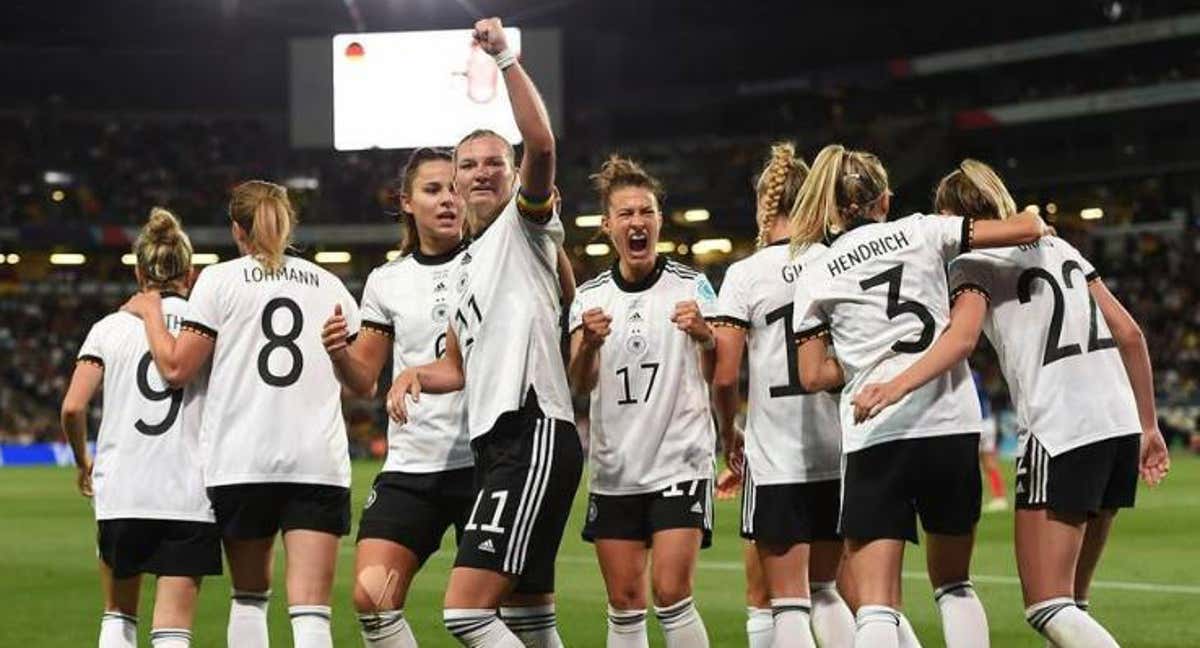 La selección alemana celebra un gol durante un partido de la pasada Eurocopa.