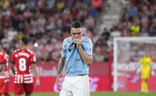 Aspas celebra un gol con el Celta. EFE