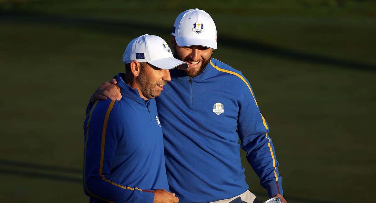 Sergio García y Jon Rahm durante la última Ryder Cup. /AFP
