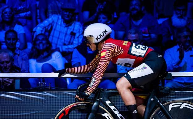 Tania Calvo, antes de arrancar una prueba de la UCI Track Champions League.  ALEX WHITEHEAD / SWPIX.COM