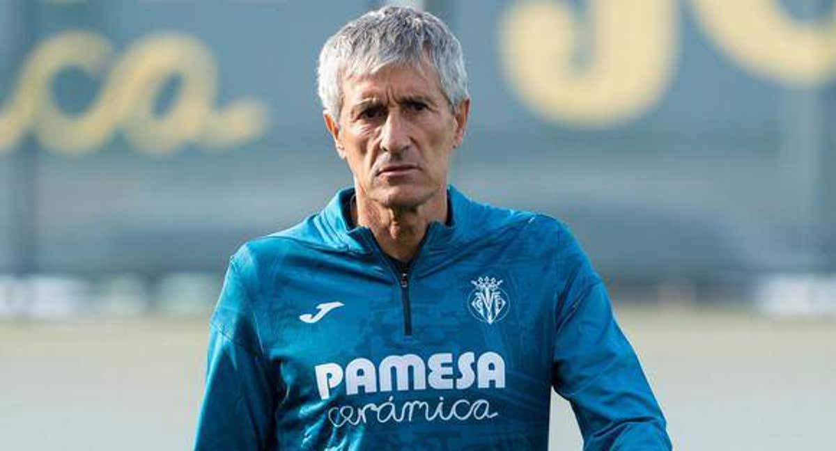 Quique Setién en un entrenamiento.