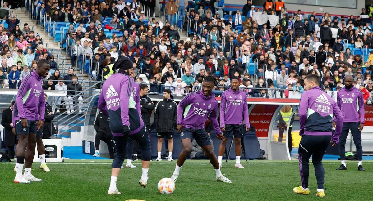 Los jugadores, durante el entrenamiento./RealMadrid