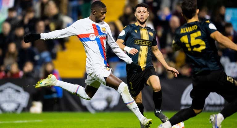 Dembélé, durante el encuentro copero frente al Intercity.