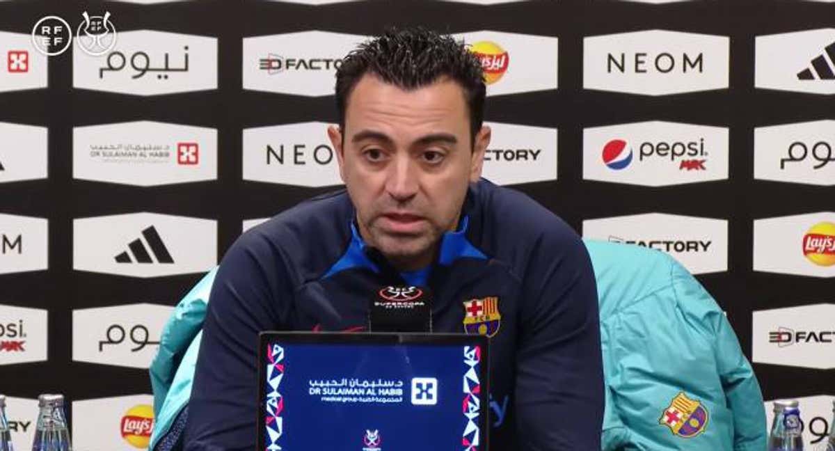 Xavi Hernández, durante su rueda de prensa.