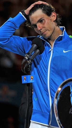 Nadal, tras perder la final de 2012.  AFP