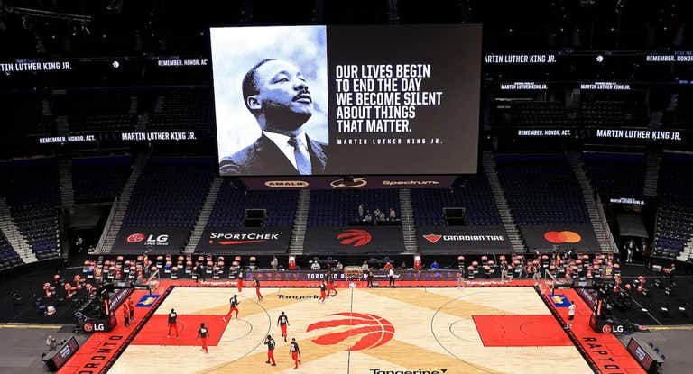 La cancha de los Toronto Raptors, hace unos años, durante el Martin Luther King Day.