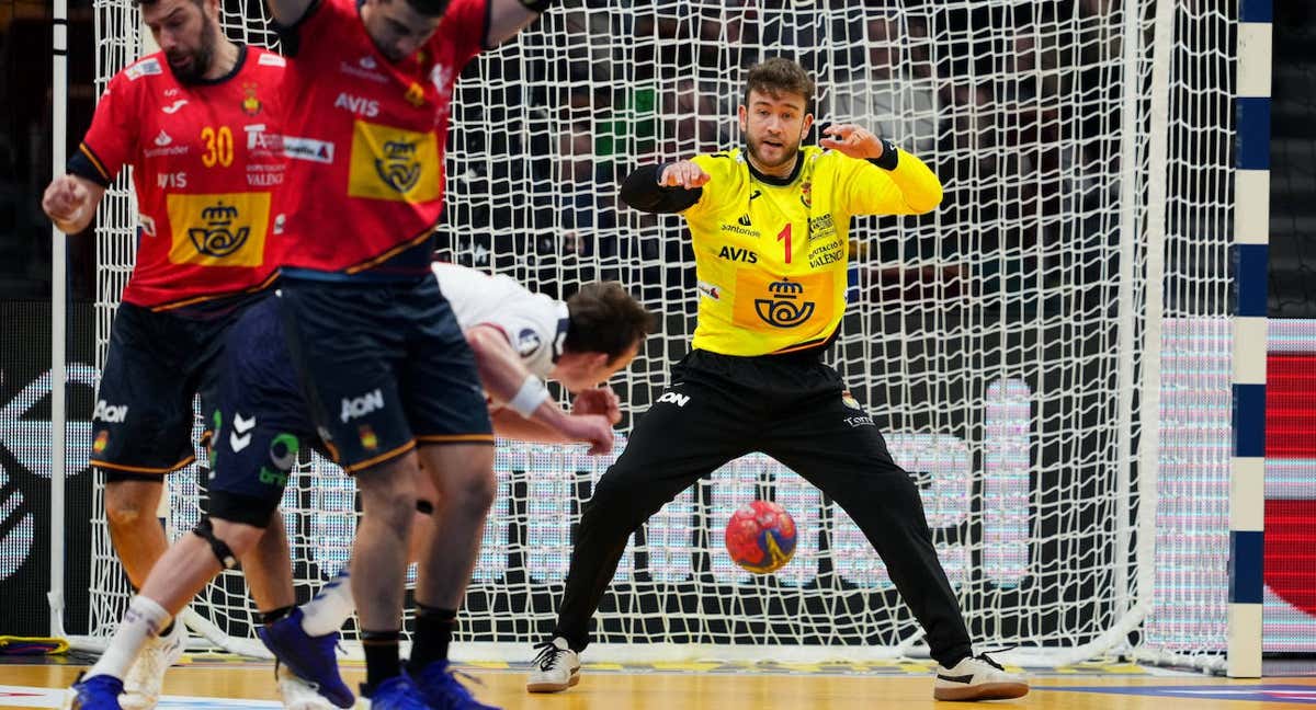 Pérez de Vargas, durante una acción en los cuartos de final ante Noruega.