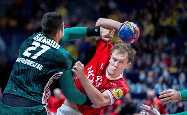 Simon Pytlick (22), en el partido de cuartos frente a Hungría.  REUTERS