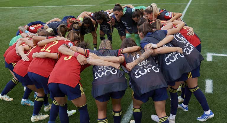 Jugadoras de la Selección española femenina en la Eurocopa de Inglaterra.
