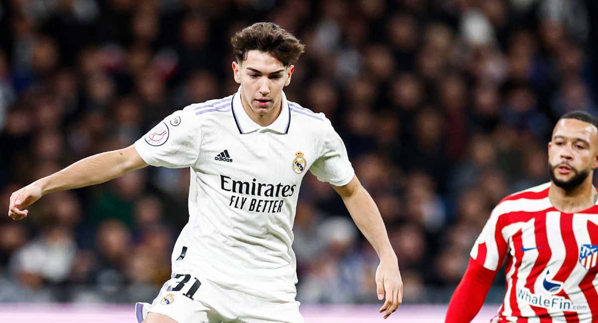 Mario Martín, durante su debut ante el Atlético de Madrid./REAL MADRID