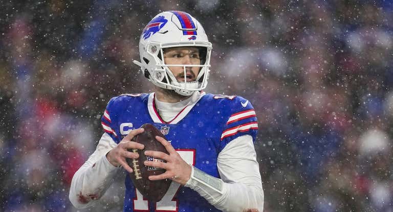 Josh Allen, durante el partido que los Bills perdieron ante los Bengals este año en playoffs.