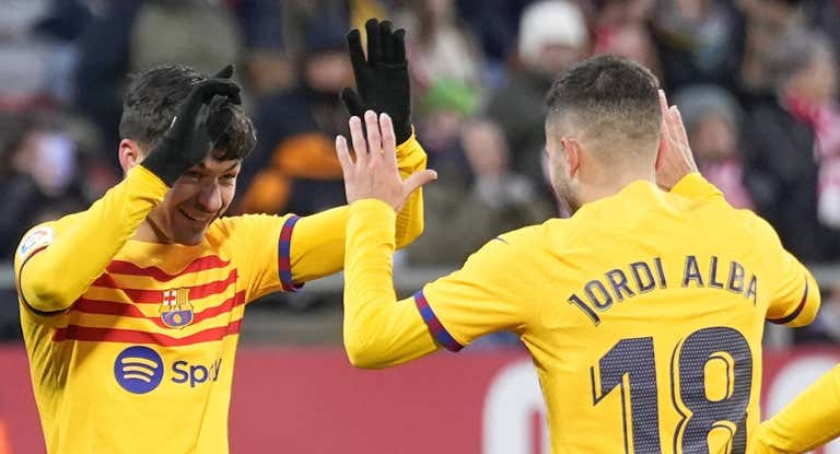 Jordi Alba, clave en Girona con su asistencia a Pedri.