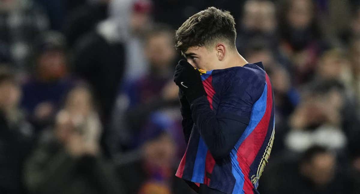 Gavi celebrando su gol.
