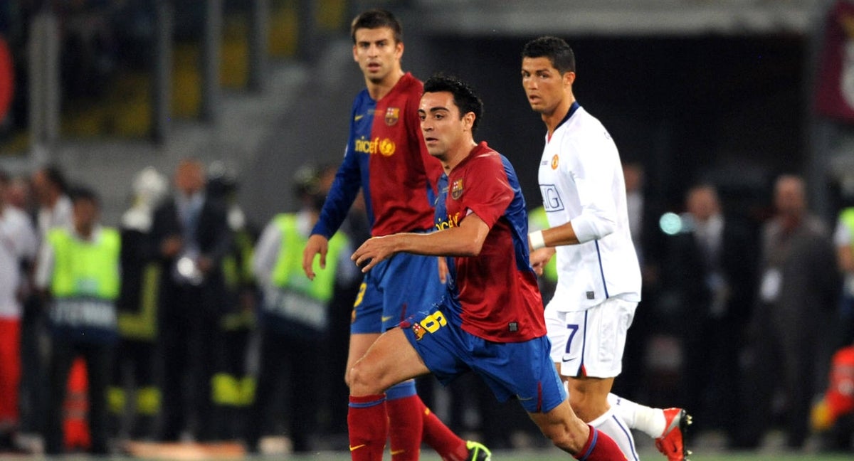 Xavi, en acción durante el Barça-Manchester United de 2009.