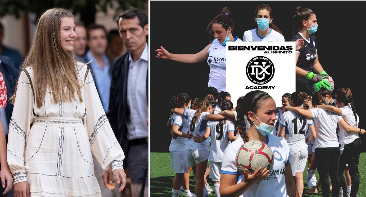 La Infanta doña Sofía y una imagen genérica de la Academia de Fútbol Dux Internacional de Madrid.