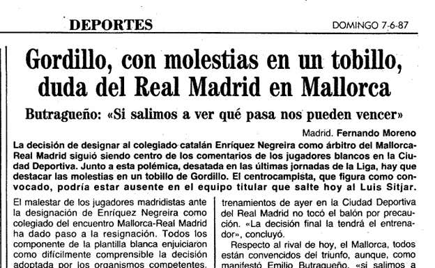 Hemeroteca del ABC, domingo 7 de junio de 1987. ARCHIVO ABC