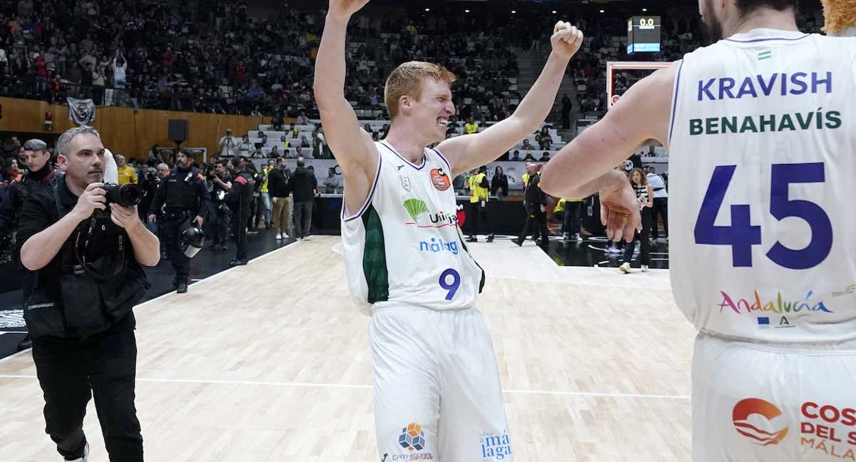 Alberto Díaz celebra el triunfo de Unicaja./ACB Media