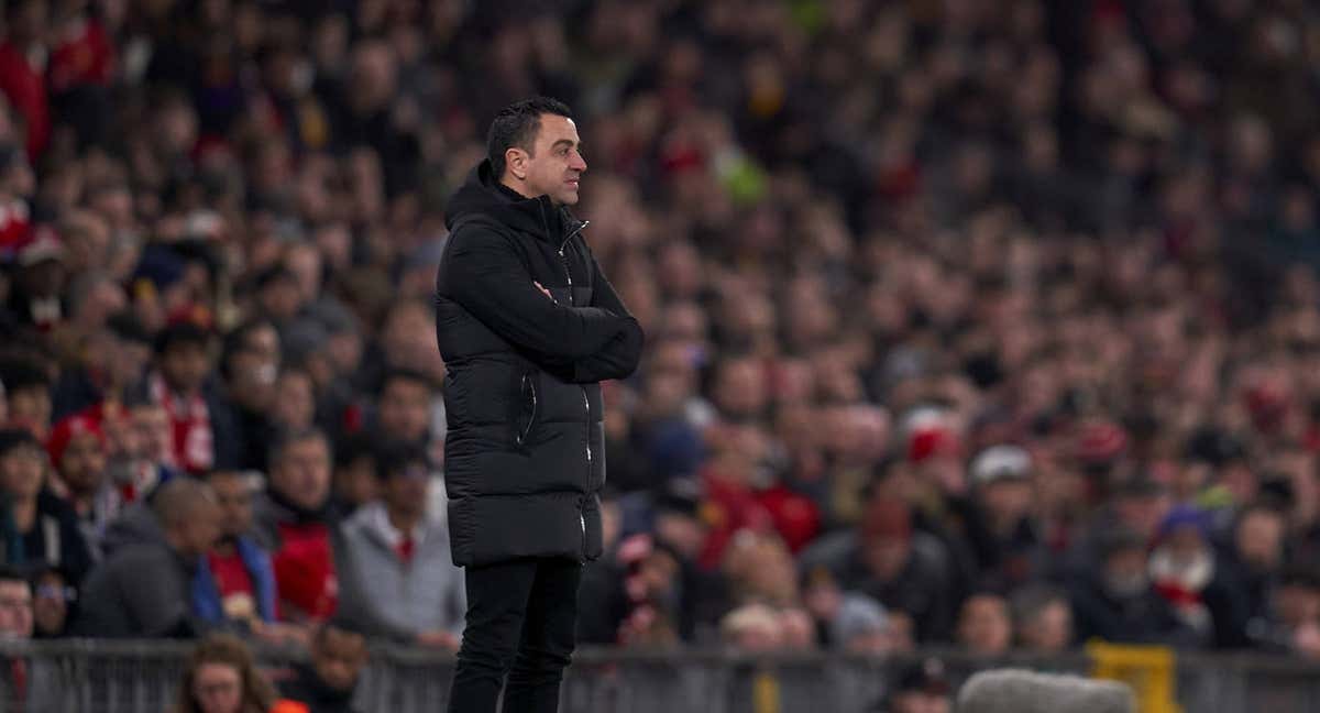 Xavi Hernández en Old Trafford. /GETTY