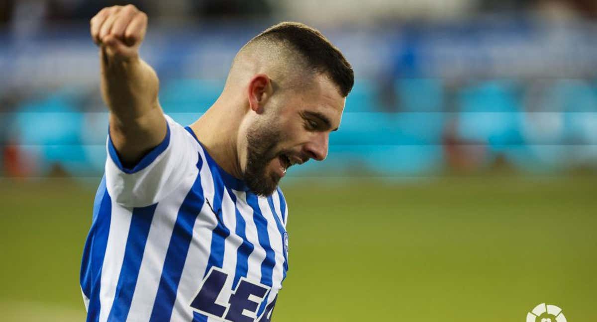 Luis Rioja celebra un gol/LALIGA