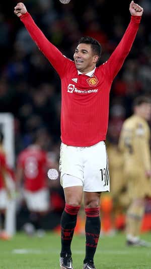 Casemiro celebra la victoria del United. Efe