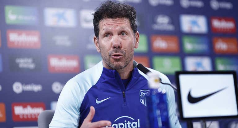Simeone, en la conferencia de prensa en Majadahonda antes del derbi liguero ante el Atlético.