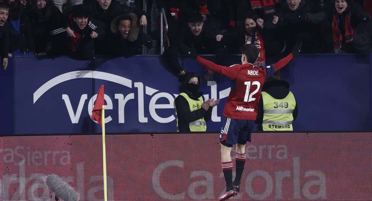 Abde celebra el gol de la victoria ante el Athletic./EFE