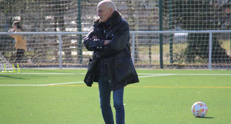 Juan Señor en su primera sesión como técnico del Pontevedra.