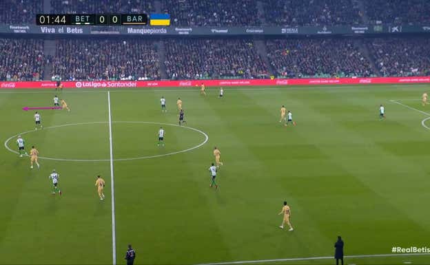 De nuevo, situación parecida con desmarque tras recepción de Kounde, que es un gran pasador en estas situaciones.