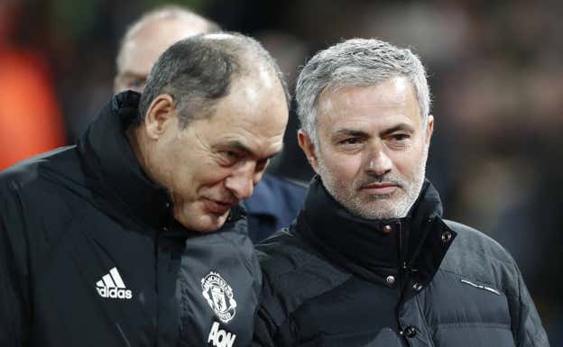 Silvino Louro y José Mourinho, en la etapa en el United.