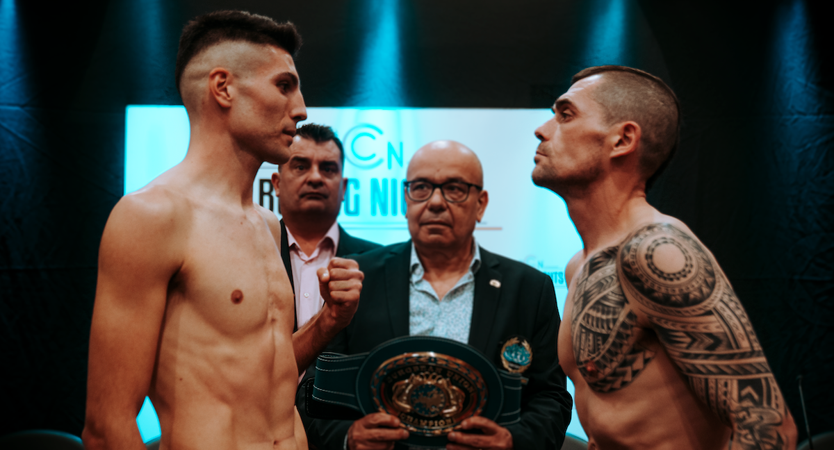 Cristóbal Lorente y Andoni Gago, cara a cara./BCN Boxing Nights