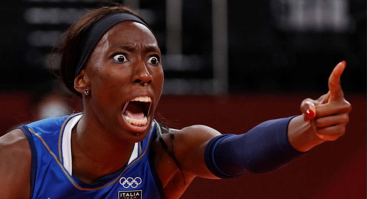 Paola Egonu con la camiseta de Italia durante los Juegos Olímpicos de Tokio, en 2021. /REUTERS