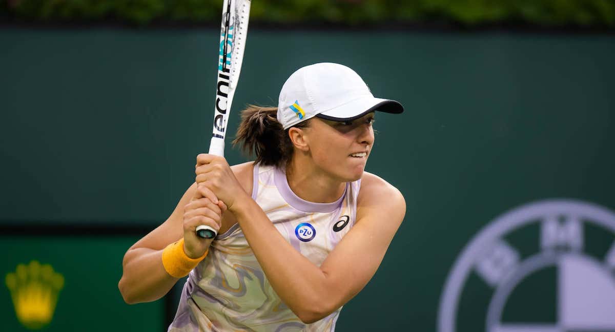 Iga Swiatek, durante su partido ante Raducanu en Indian Wells. /AFP