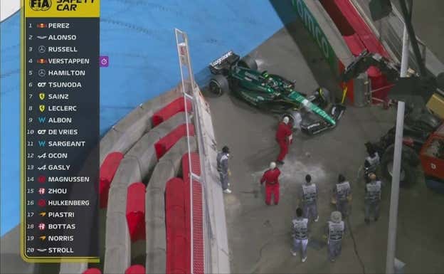Lance Stroll, en la escapatoria de la curva 13 del GP de Arabia Saudí 2023.  DAZN