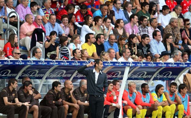 Guardiola, en su debut en Liga como entrenador del Barcelona. GETTY