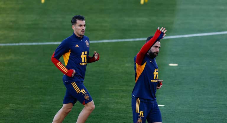 Ceballos y Carvajal, en un entrenamiento con la Selección.