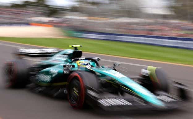 Fernando Alonso, durante la clasificación del GP de Australia 2023 de F1.  AFP