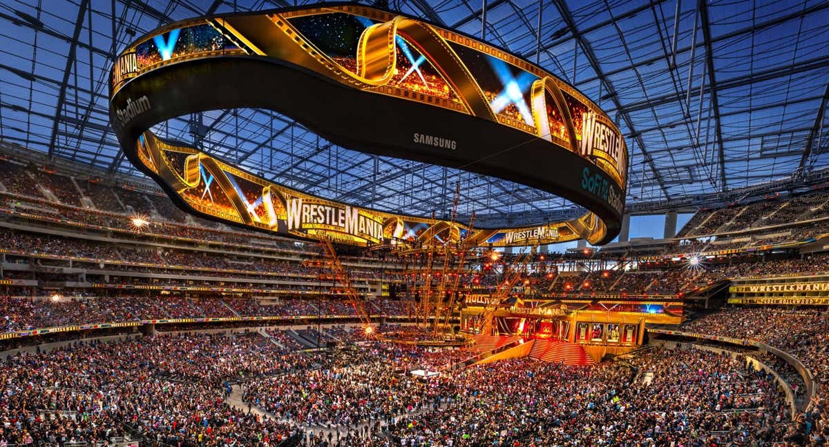 Imagen del SoFi Stadium de Los Ángeles durante WrestleMania 39./WWE