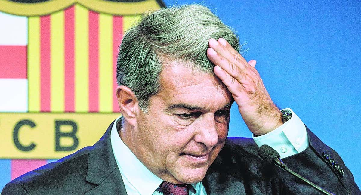 Joan Laporta durante una rueda de prensa./Reuters